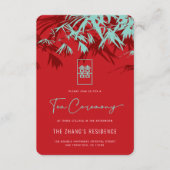 Red & Turquoise Bamboo Verlasse Chinesisches Teeze Begleitkarte (Vorderseite)