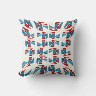 Red Turquoise Blue Concave Geometric Art Pattern Kissen