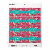 Red Turquoise Modern Paisley Pattern Monogram (Vorne)