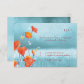 Red & Turquoise Poppy Floral Wedding RSVP (Vorne/Hinten)