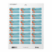 Red Turquoise Poppy Wedding Address Adressaufkleber (Vorne)