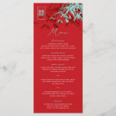 Red & Turquoise Zen Bamboo Blätter Chinesische Hoc Menükarte (Vorderseite)