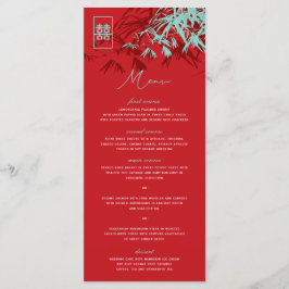 Red & Turquoise Zen Bamboo Blätter Chinesische Hoc Menükarte