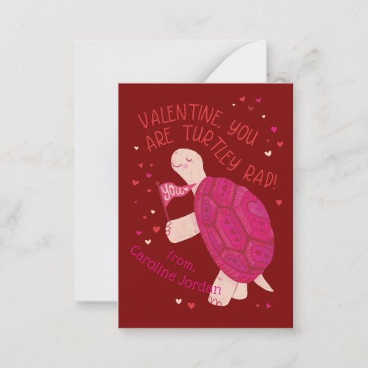 Red Turtle y Krass School Klassenzimmer Kid Valent Mitteilungskarte (Vorderseite)