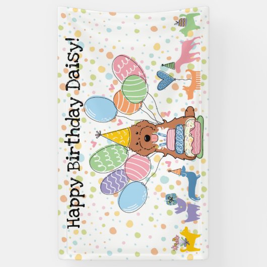 Red Tuxedo Cockapoo Cavapoo Dog Birthday Party Banner (Vertikal)