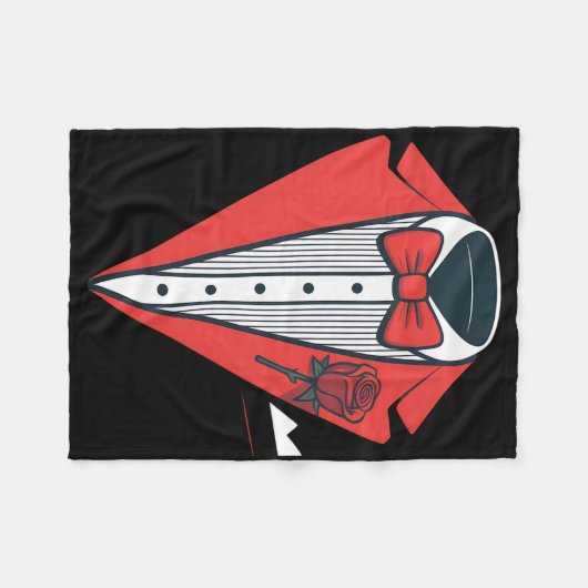 Red Tuxedo Costume With Rose Fancy Formal Bow Tie  Fleecedecke (Vorderseite (Horizontal))