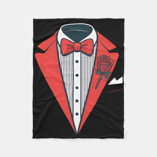 Red Tuxedo Costume With Rose Fancy Formal Bow Tie Fleecedecke (Vorderseite)