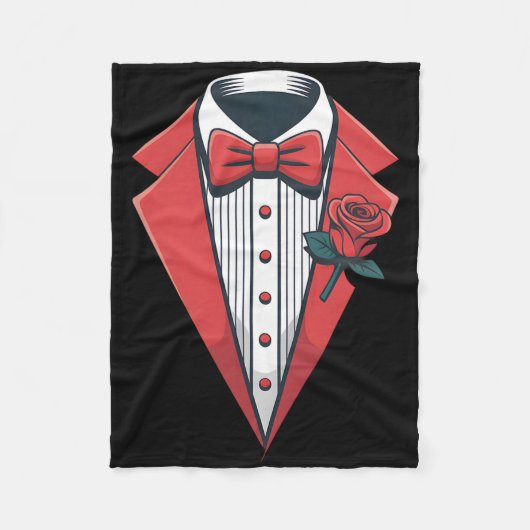 Red Tuxedo Costume With Rose Fancy Formal Bow Tie Fleecedecke (Vorderseite)