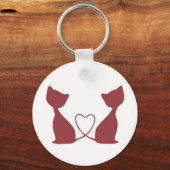 Red Twin Cats Heart Schwanz Schlüsselanhänger (Vorderseite)