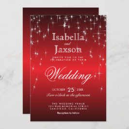 Red Twinkle Star Lights Wedding Einladung
