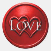 Red Two Hearts Intertwined Wedding Runder Aufkleber (Vorderseite)