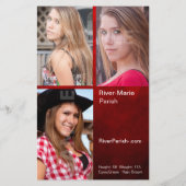 Red Two Side Headshot Zed Card/Comp Card Flyer (Hinten)