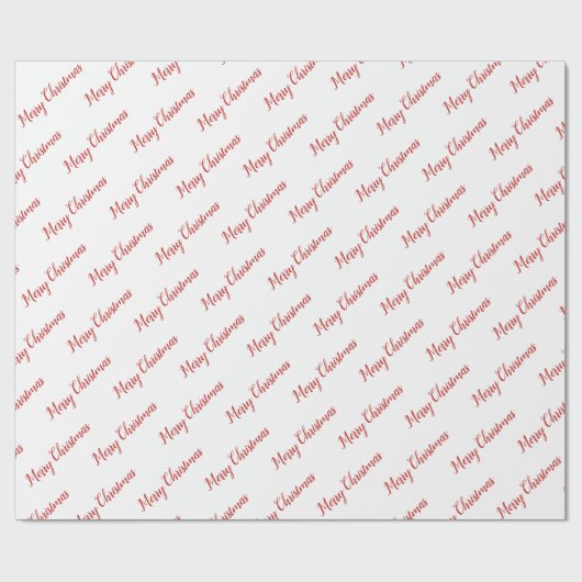 Red Typografy Pattern Frohe Weihnachten Geschenkpapier (Flach)