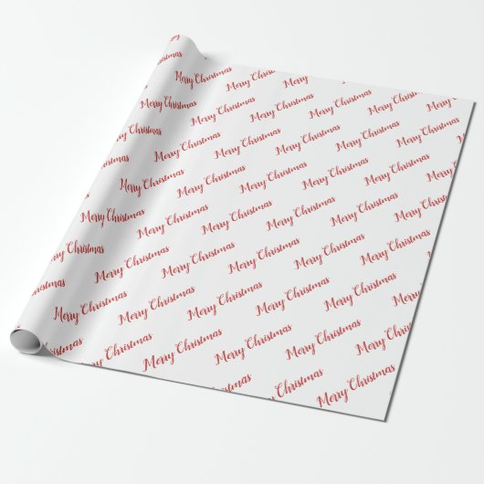Red Typografy Pattern Frohe Weihnachten Geschenkpapier (Ungerollt)