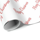 Red Typografy Pattern Frohe Weihnachten Geschenkpapier (Rolleneckpunkt)