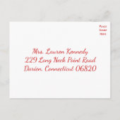 Red UAWG Gingham Kariert Karos Hochzeit Einladungspostkarte (Rückseite)