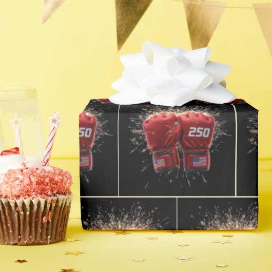 Red UFC Kampfhandschuhe für USA 250. Geburtstag Geschenkpapier (Geburtstagsparty)