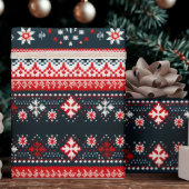 Red Ugge Christmas Sweater Fair Isle Gift Wrap Geschenkpapier