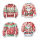 Red Ugly Christmas Sweaters Aufkleber<br><div class="desc">Was für eine tolle Art,  4 individuelle hässliche Weihnachtsschwitzer in Rottönen zu bekommen. Jeder Aufkleber hat eine Größe von ca. 3-4 Zoll,  wenn Sie einen 8x8 Vinyl Aufkleber wählen.</div>