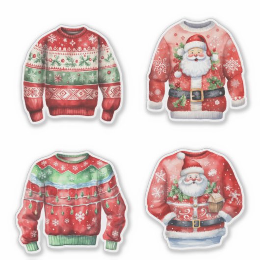 Red Ugly Christmas Sweaters Aufkleber (Vorderseite)