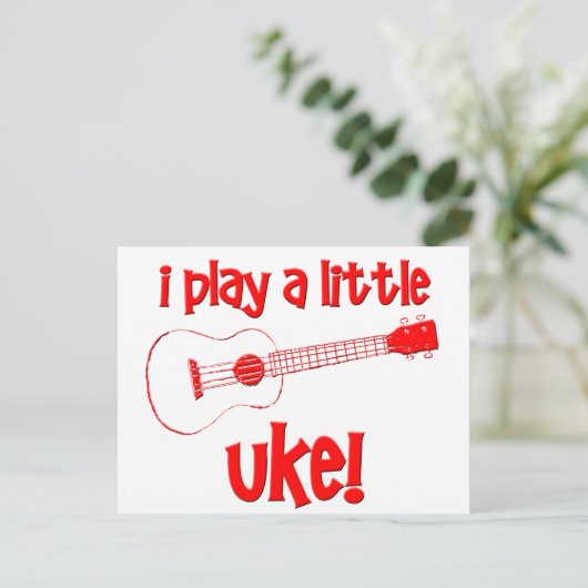Red Ukulele Postkarte (Stehend Vorderseite)