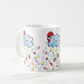 Red Umbrella Happy Clouds Rain Tasse (Vorderseite Links)