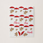 Red Umbrellas Cats Jigsaw Puzzle Daisy (Vertikal)
