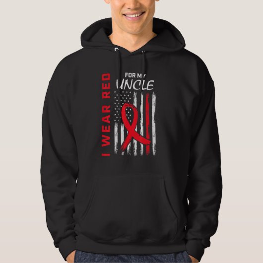 Red Uncle Heart Disease Awareness USA Flag Matchin Hoodie (Vorderseite)