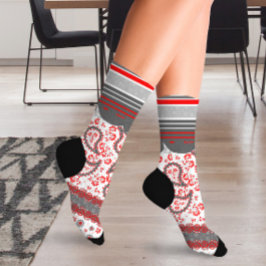 Red und Black Paisley Bandana Damask Socken