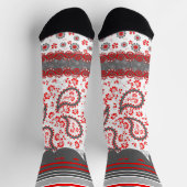 Red und Black Paisley Bandana Damask Socken (Oben)