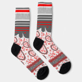 Red und Black Paisley Bandana Damask Socken (Rechts)