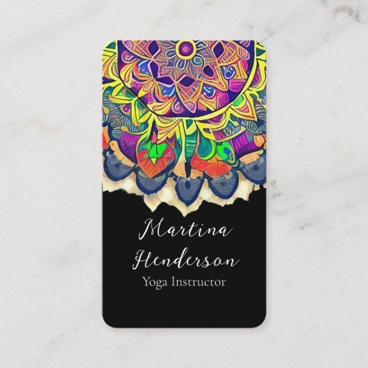 Red und Grüntöne Mandala Visitenkarte (Vorderseite)