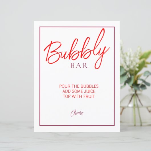 Red und Maroon Bubbly Bar Sign (Stehend Vorderseite)