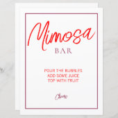Red und Maroon Mimosa Bar Sign (Vorne/Hinten)