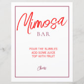 Red und Maroon Mimosa Bar Sign (Vorderseite)
