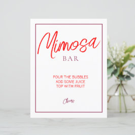 Red und Maroon Mimosa Bar Sign