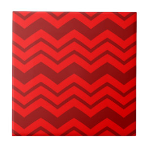 Red und Maroon Zigzag Zickzack Design Fliese