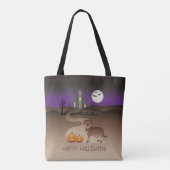 Red und Tan Rottweiler Halloween Spuk Haus Tasche (Rückseite)
