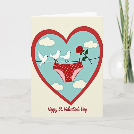 Red Undies Rose Valentine Card Karte (Vorderseite)