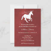 Red Unicorn Brautparty Einladung (Vorderseite)