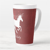 Red Unicorn Personalisiert Latte Tasse (Rechte Ecke)