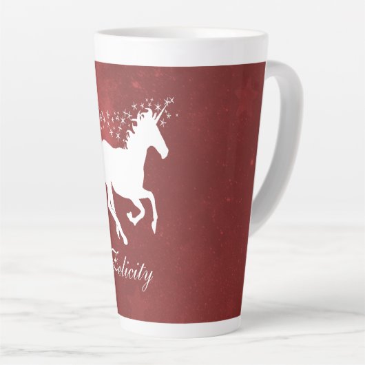 Red Unicorn Personalisiert Latte Tasse (Rechte Ecke)