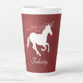 Red Unicorn Personalisiert Latte Tasse (Vorderseite)
