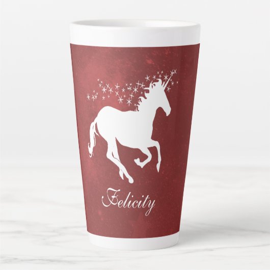 Red Unicorn Personalisiert Latte Tasse (Vorderseite)