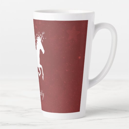 Red Unicorn Personalisiert Latte Tasse (Rechts)