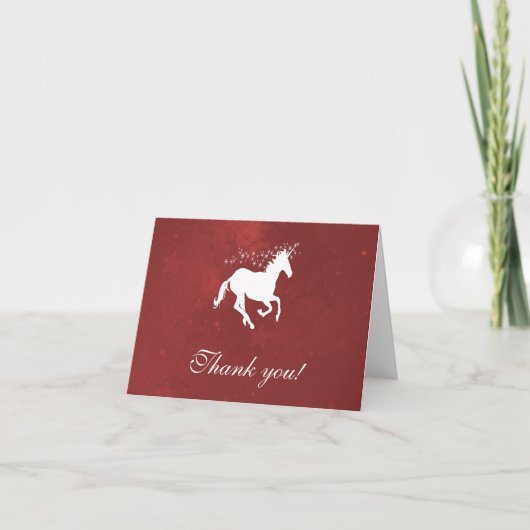 Red Unicorn Wedding Danke Cards (Vorderseite)