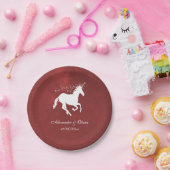 Red Unicorn Wedding Paper Plate Pappteller (Party)