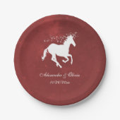 Red Unicorn Wedding Paper Plate Pappteller (Vorderseite)