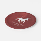 Red Unicorn Wedding Paper Plate Pappteller (Schrägansicht)