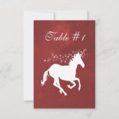 Red Unicorn Wedding Reception Table Card Einladung (Vorderseite)